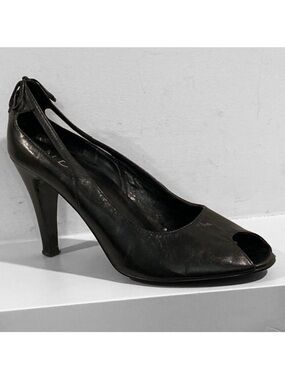 ALDO Leather Black Peep Toe Heels 37